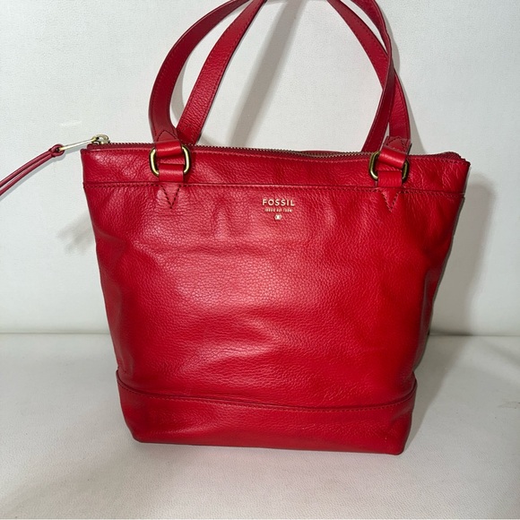 Fossil Handbags - Fossil Red Leather Tote Bag with Classic Design, she’s a beauty!
